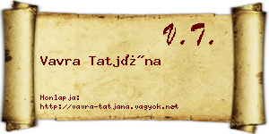 Vavra Tatjána névjegykártya